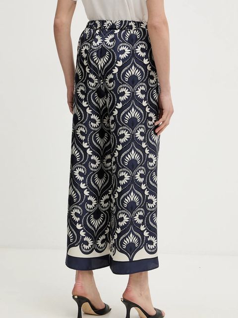Weekend Max Mara spodnie jedwabne OTTICO damskie kolor granatowy proste high waist 2615131011600 - zdjęcie produktu nr 2