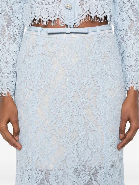 Self-Portrait lace flared midi skirt - Blue