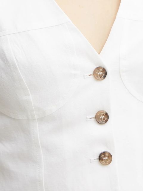 ERMANNO Firenze kamizelka z domieszką lnu kolor biały jednorzędowa 56TN002ES1