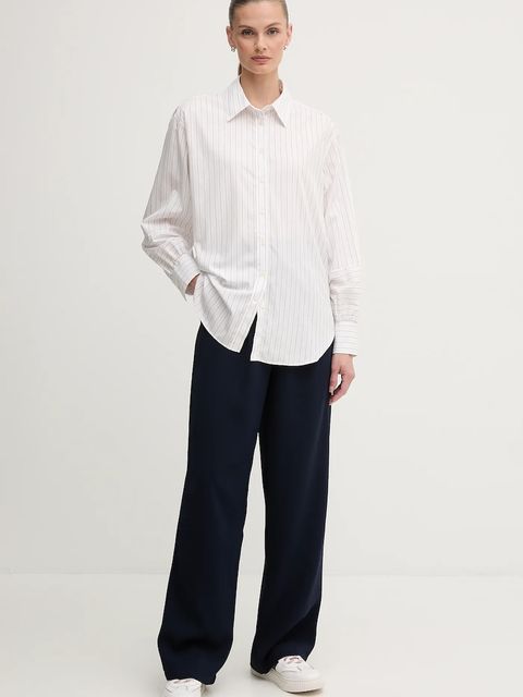 Gant koszula bawełniana damska kolor biały relaxed z kołnierzykiem klasycznym 4300520