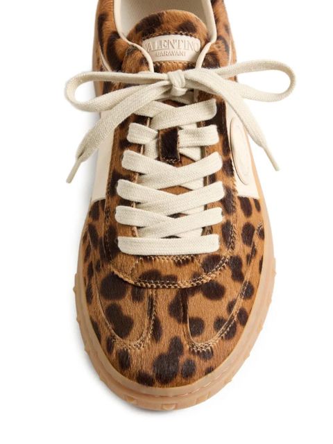 Valentino Garavani Upvillage animalier-print calfskin sneakers - Brown