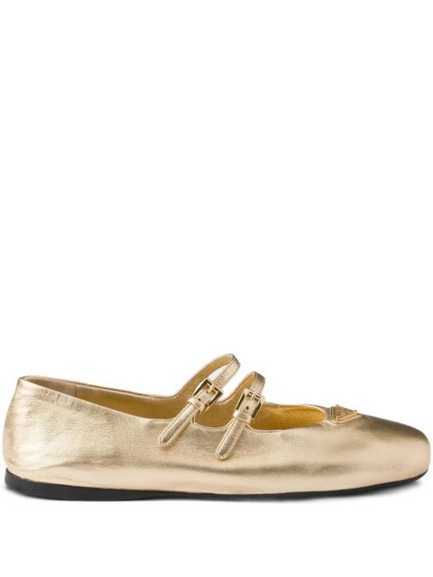 Prada straped logo ballet flats - Yellow - zdjęcie produktu nr 1