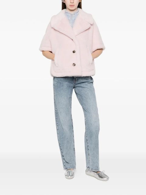 Max Mara teddy-texture buttoned cape - Pink - zdjęcie produktu nr 2