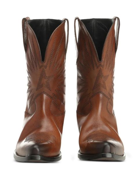 Golden Goose star-embroidered leather boots - Brown