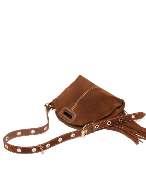 Maje fringed suede shoulder bag - Brown
