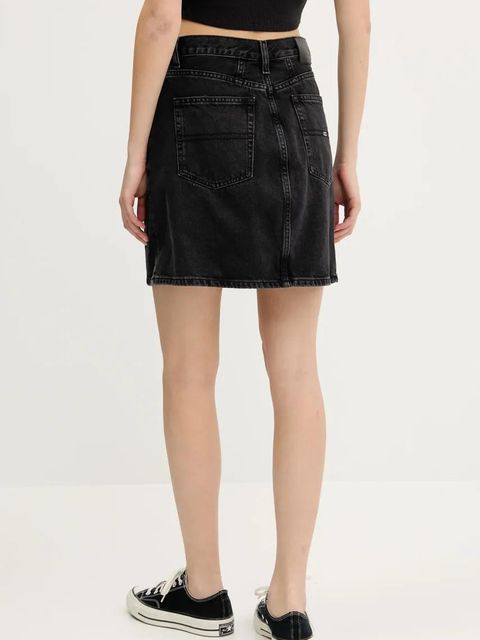 Tommy Jeans spódnica jeansowa kolor czarny mini prosta DW0DW21275