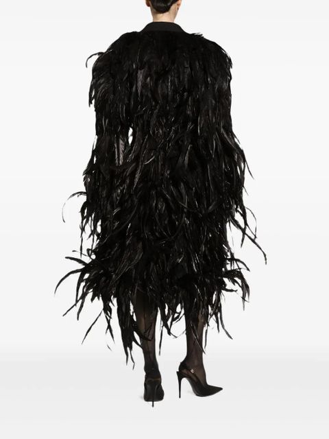 Dolce & Gabbana feather-embellished coat - Black