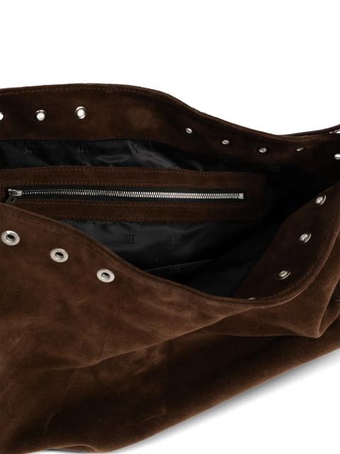MISBHV eyelet-trim logo-plaque shoulder bag - Brown