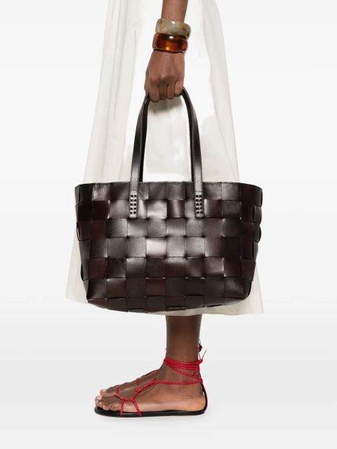 DRAGON DIFFUSION calf leather woven tote bag - Brown - zdjęcie produktu nr 2