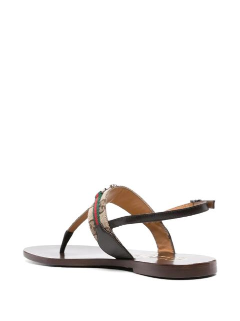 Gucci GG Supreme Web-stripe sandals - Neutrals