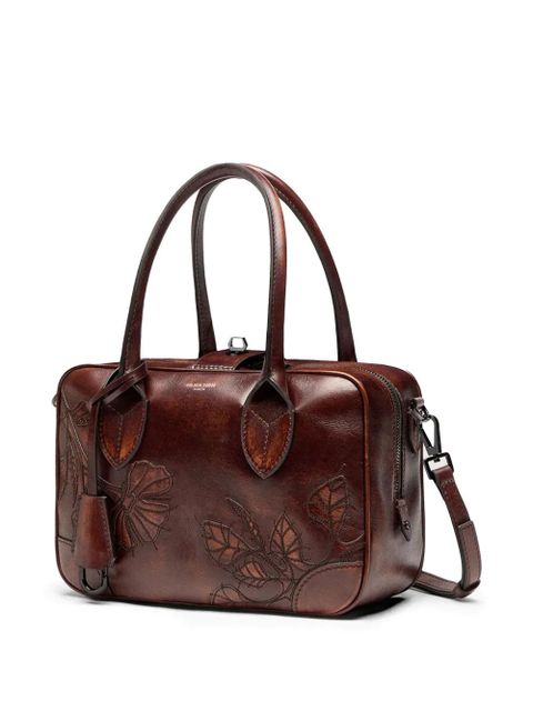 Golden Goose Vita floral leather tote bag - Brown