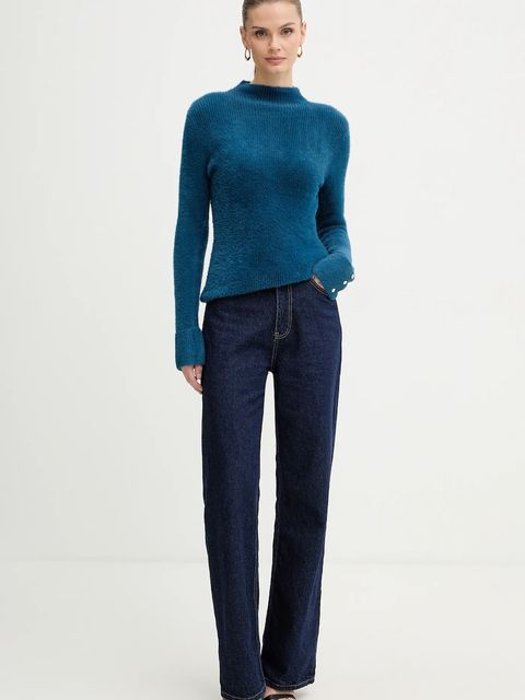 Morgan sweter MORIK.N damski kolor niebieski z półgolfem MORIK.N - zdjęcie produktu nr 2