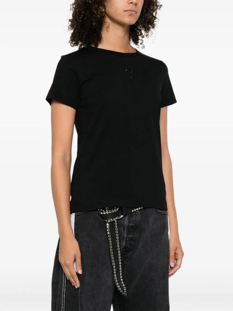 PINKO logo-embroidered cotton T-shirt - Black - zdjęcie produktu nr 2