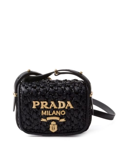 Prada logo-embroidered interwoven shoulder bag - Black - zdjęcie produktu nr 1
