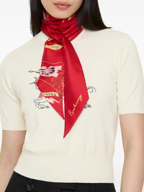 Burberry printed silk scarf - Red