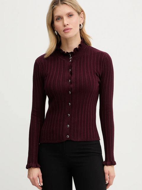 Morgan kardigan damski kolor bordowy lekki MUOLI - zdjęcie produktu nr 1