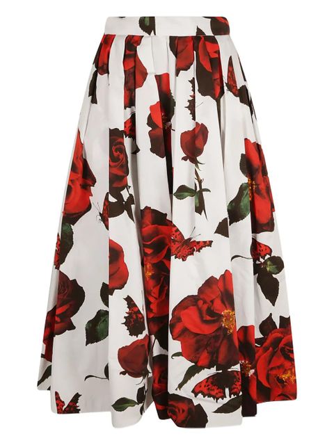 Alexander McQueen Tudor Rose-print cotton skirt - White - zdjęcie produktu nr 1
