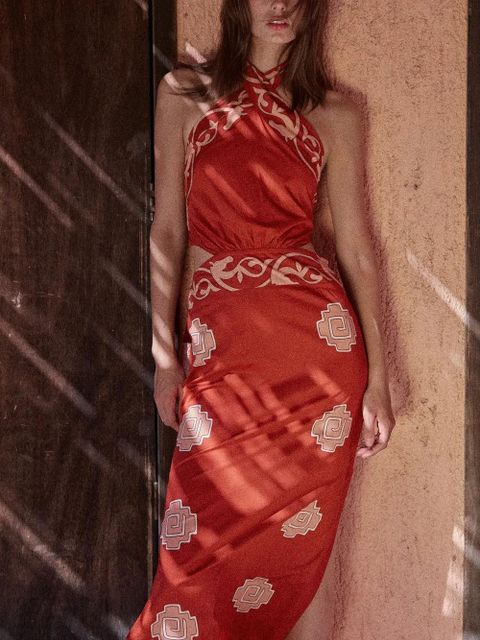 Johanna Ortiz Tide halterneck cutout strength dress - Orange