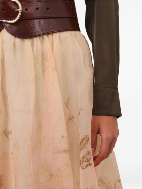 ZIMMERMANN organza printed maxi skirt - Neutrals