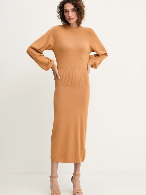 Silvian Heach sukienka AMARAT kolor brązowy maxi prosta GPA25257VE - zdjęcie produktu nr 2