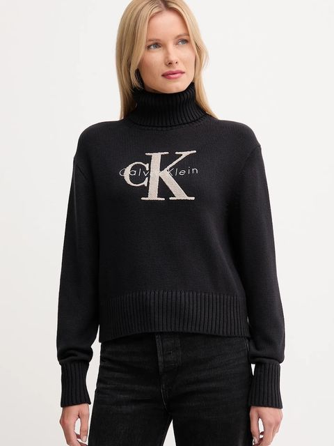 Calvin Klein Jeans sweter damski kolor czarny z golfem LV047D354G