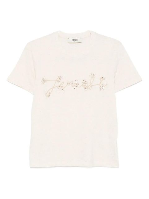 FENDI sequin-embellished T-shirt - Neutrals - zdjęcie produktu nr 1