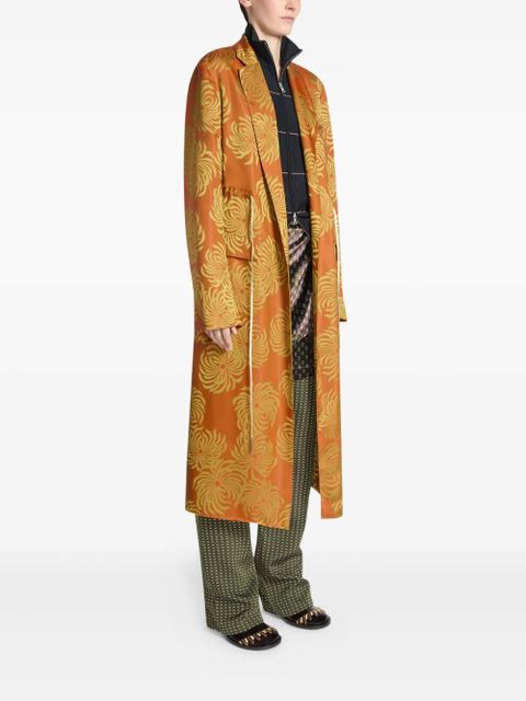 DRIES VAN NOTEN flora-jacquard coat - Orange