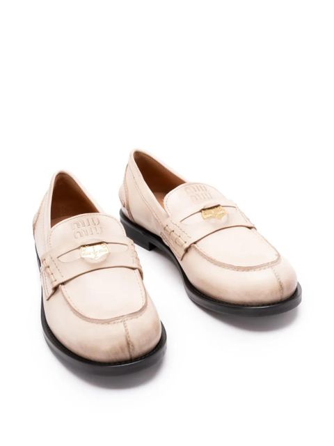 Miu Miu logo-detail loafers - Neutrals