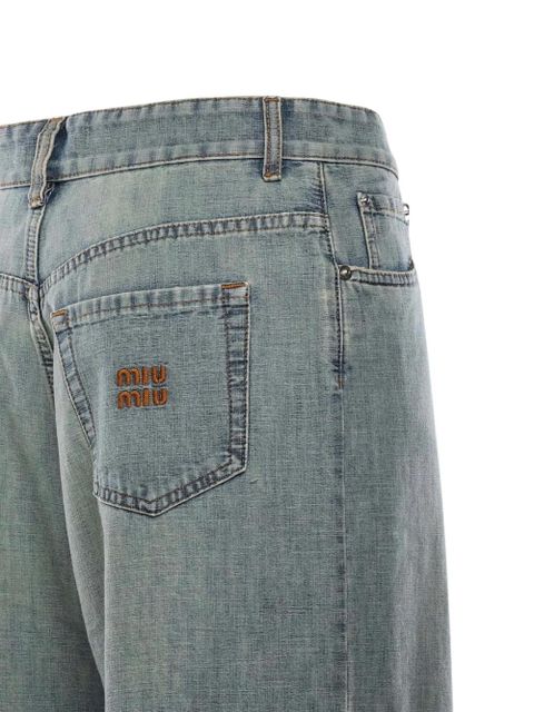 Miu Miu logo-appliqué jeans - Blue