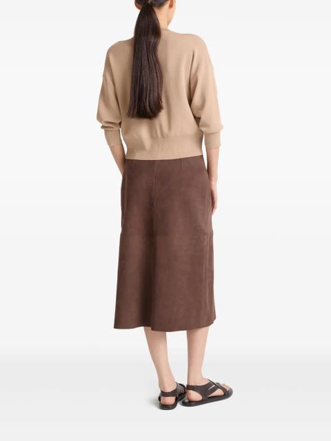 Yves Salomon suede midi skirt - Brown