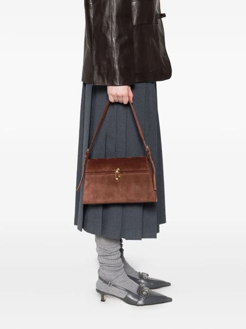 Savette suede clasp shoulder bag - Brown