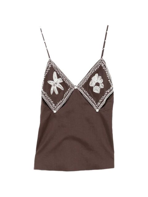 ALEMAIS Leandra floral-embroidered top - Brown - zdjęcie produktu nr 1