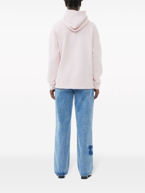 GANNI logo-print cotton hoodie - Pink