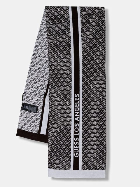 Guess szalik z domieszką wełny SEVYN kolor brązowy wzorzysty W4BZ22 Z3JD2