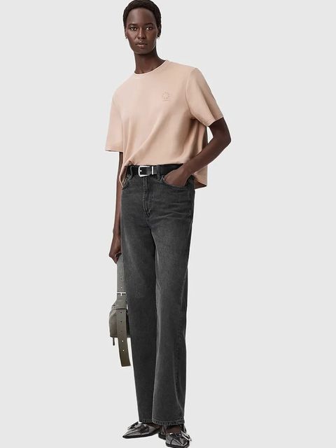 AllSaints t-shirt bawełniany damski kolor beżowy W220JC