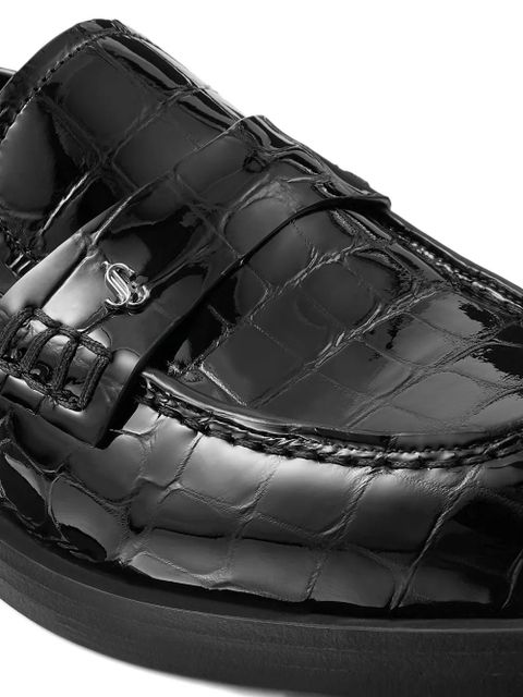 Jimmy Choo Ivy crocodile-embossed loafers - Black