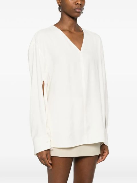 TOTEME V-neck long-sleeved top - White