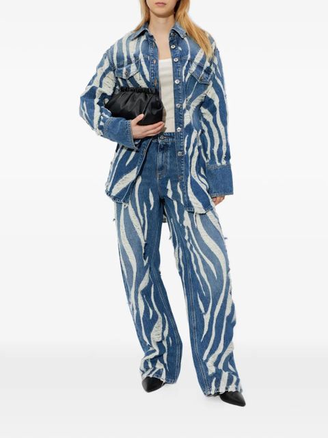 Blumarine distressed-effect print jeans - Blue - zdjęcie produktu nr 2