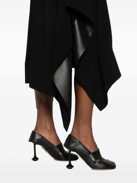 LOEWE belt-loops leather-details midi skirt - Black