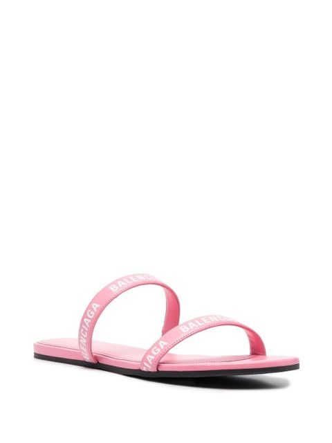 Balenciaga double logo-strap slides - Pink - zdjęcie produktu nr 2