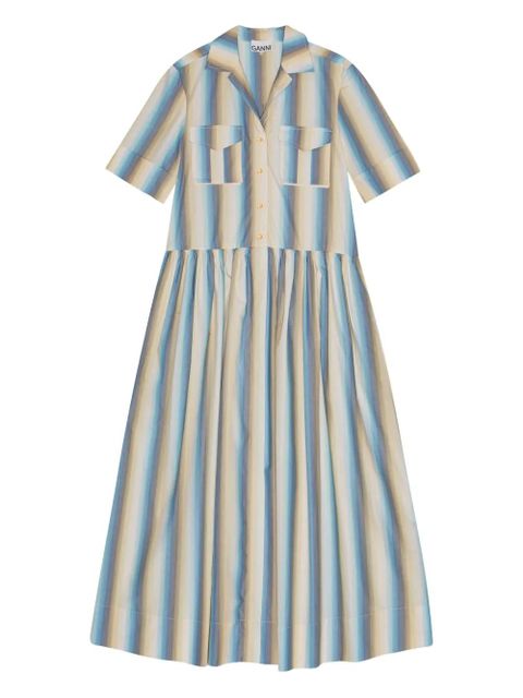 GANNI striped button-up shirt dress - Neutrals - zdjęcie produktu nr 1