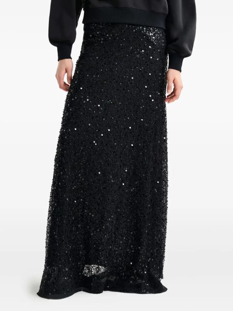 Essentiel Antwerp Isequins sequin beaded maxi skirt - Black