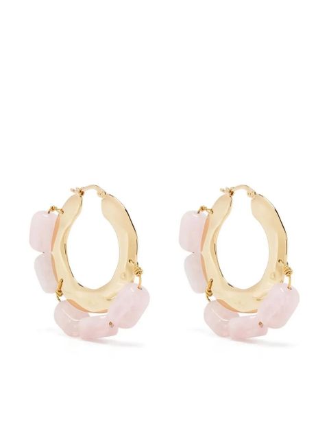 Jil Sander crystal-embellished hoop earrings - Pink - zdjęcie produktu nr 1