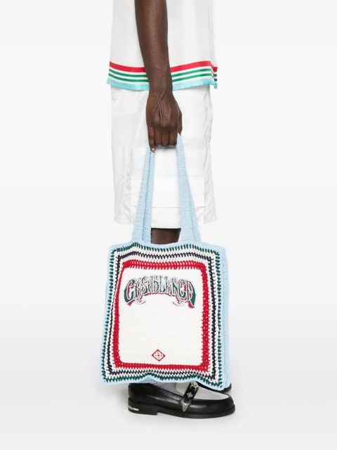 Casablanca large crochet tote bag - White