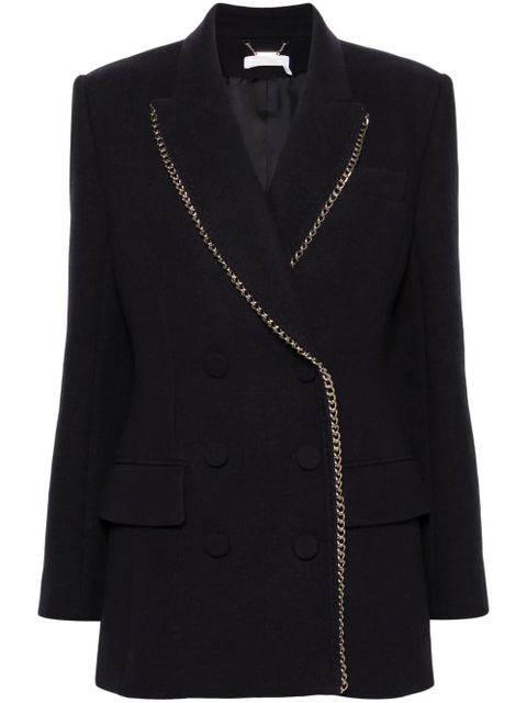 Chloé chain-link trim double-breasted blazer - Blue - zdjęcie produktu nr 1