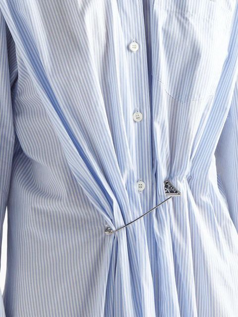 Prada safety pin-embellished striped shirtdress - Blue - zdjęcie produktu nr 2