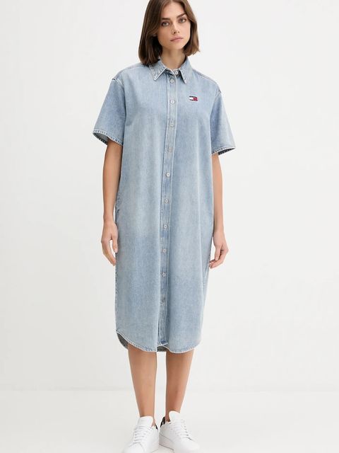 Tommy Jeans sukienka jeansowa kolor niebieski mini rozkloszowana DW0DW21205 - zdjęcie produktu nr 1