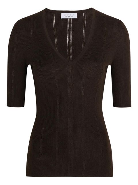 Gabriela Hearst Amari V-neck knitted top - Brown - zdjęcie produktu nr 1