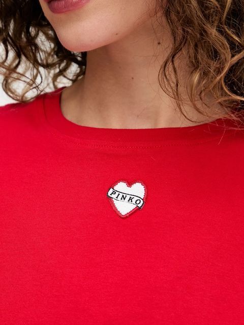 Pinko t-shirt bawełniany damski kolor czerwony 105665 A2IB