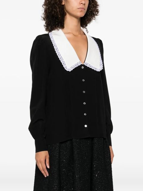 Alessandra Rich lace-trimmed collar blouse - Black